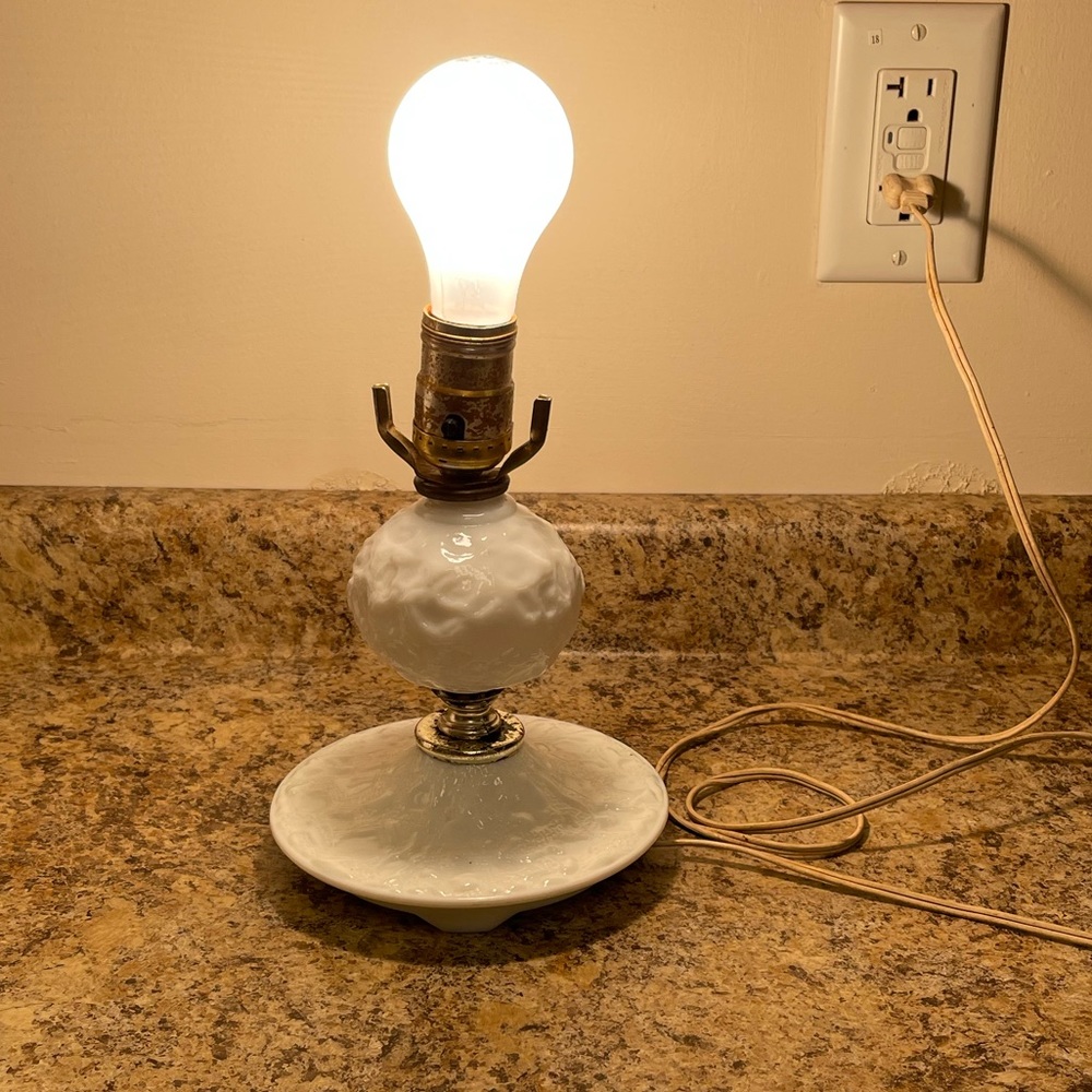 Vintage White Glass Lamp